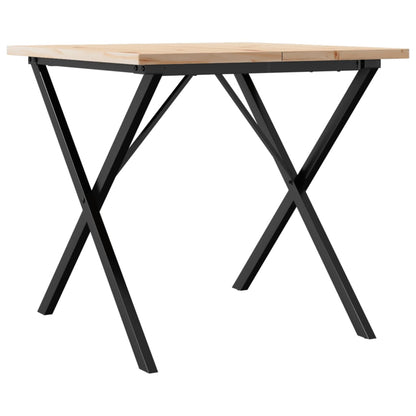 Mesa de jantar estrutura em X 80x80x75,5 cm pinho/ferro fundido