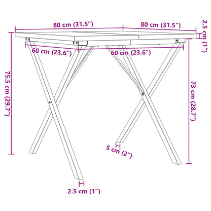 Mesa de jantar estrutura em X 80x80x75,5 cm pinho/ferro fundido