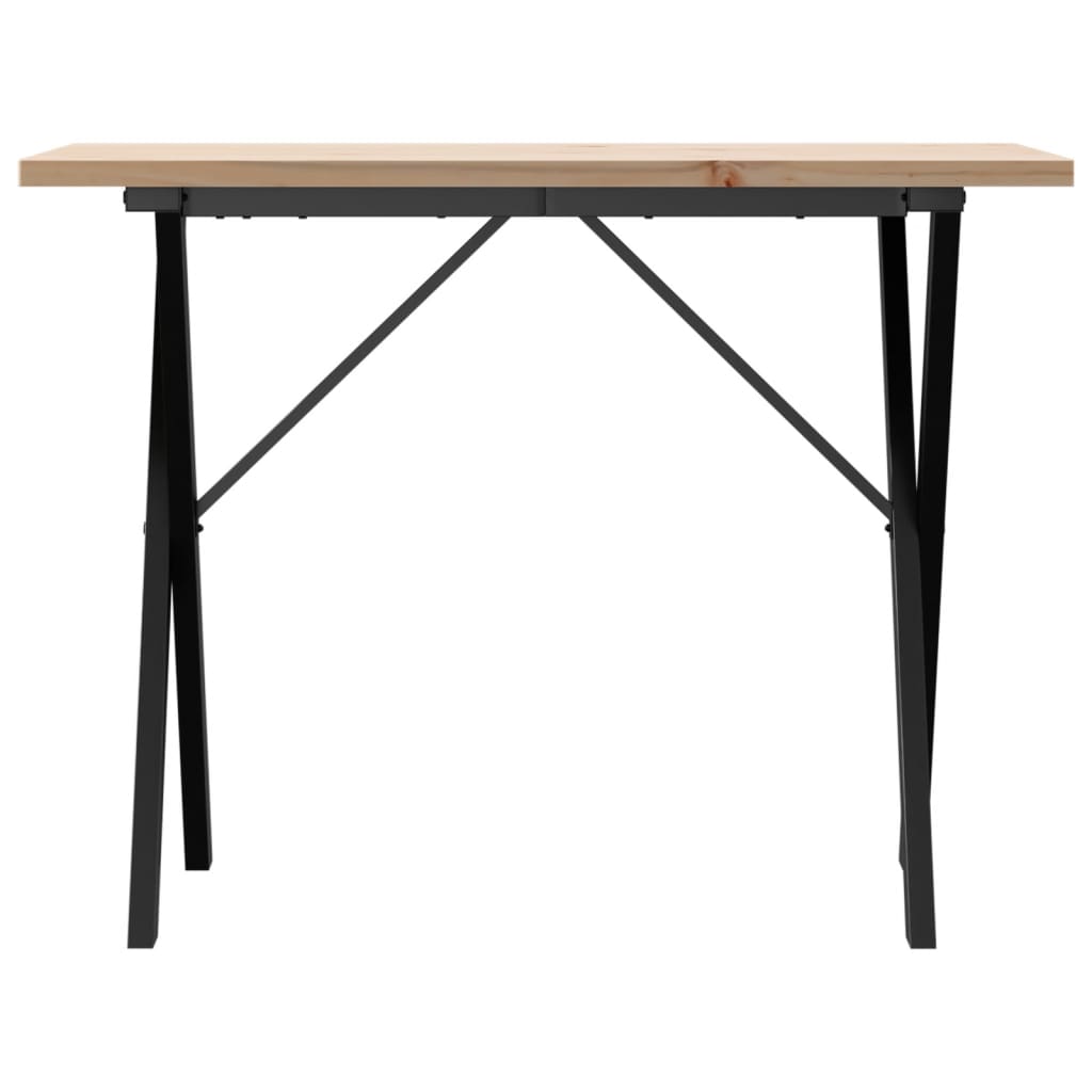 Mesa de jantar estrutura em X 100x50x75,5cm pinho/ferro fundido