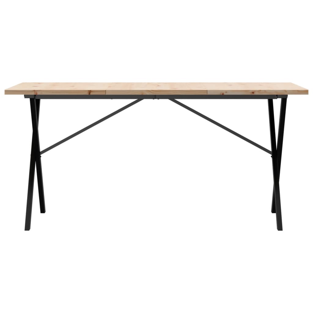 Mesa de jantar estrutura em X 160x80x75,5cm pinho/ferro fundido