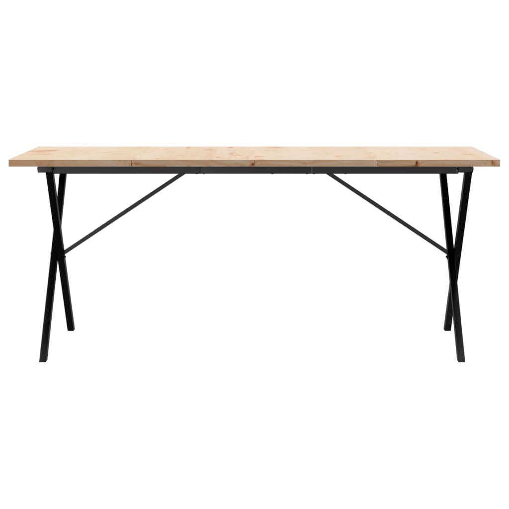 Mesa de jantar estrutura em X 180x90x75,5cm pinho/ferro fundido