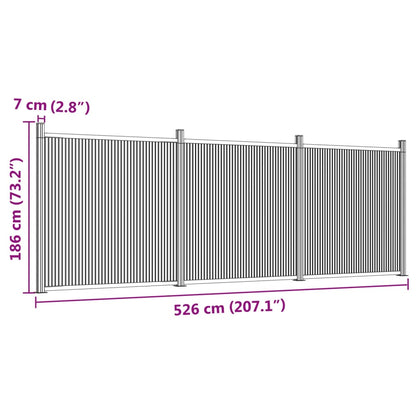 Painel de vedação 526x186 cm WPC cinzento