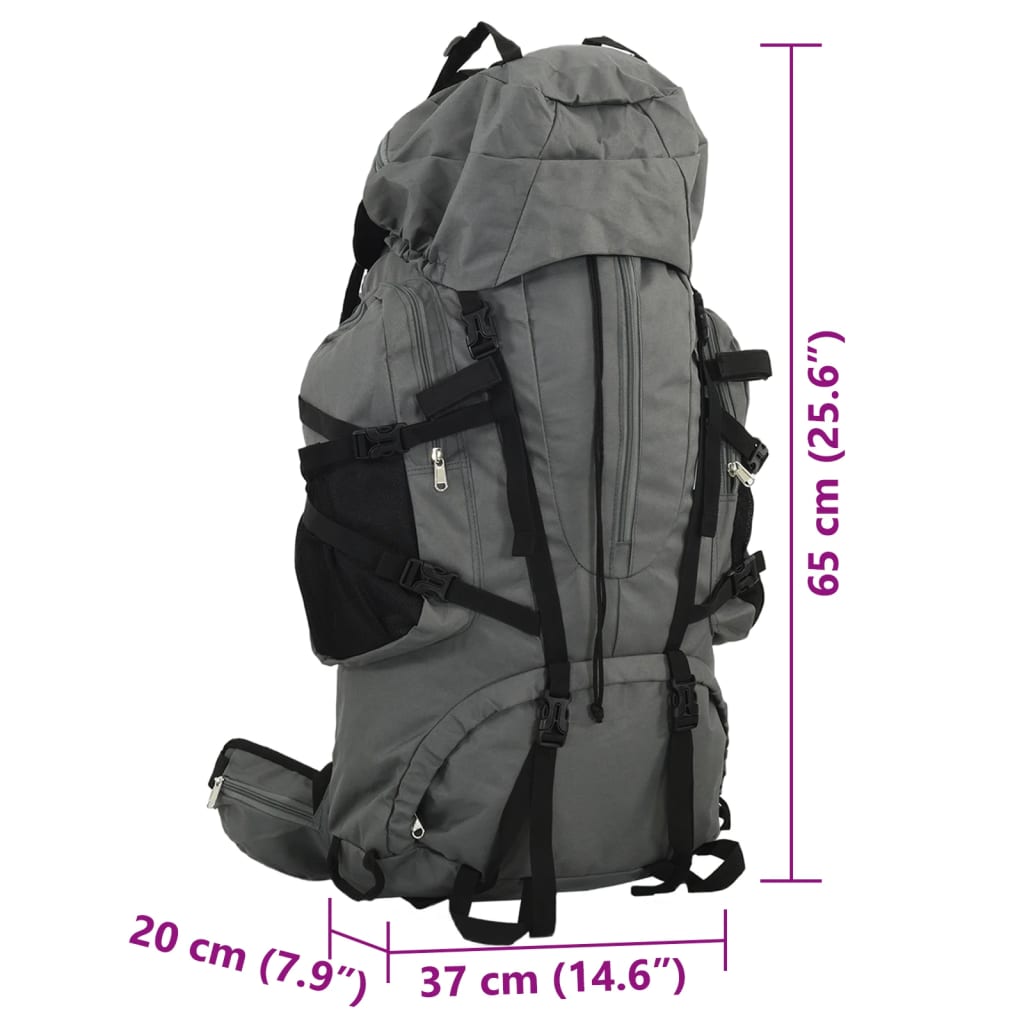 Mochila para caminhadas 60 L tecido oxford cinzento