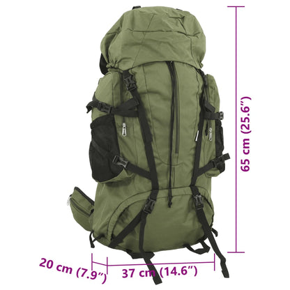 Mochila para caminhadas 60 L tecido oxford verde-tropa