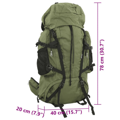 Mochila para caminhadas 80 L tecido oxford verde-tropa