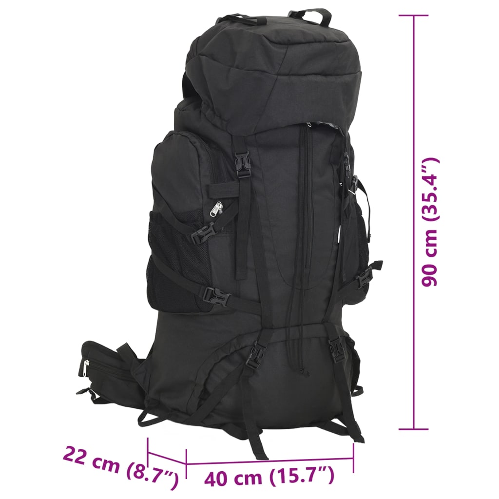 Mochila para caminhadas 100 L tecido oxford preto