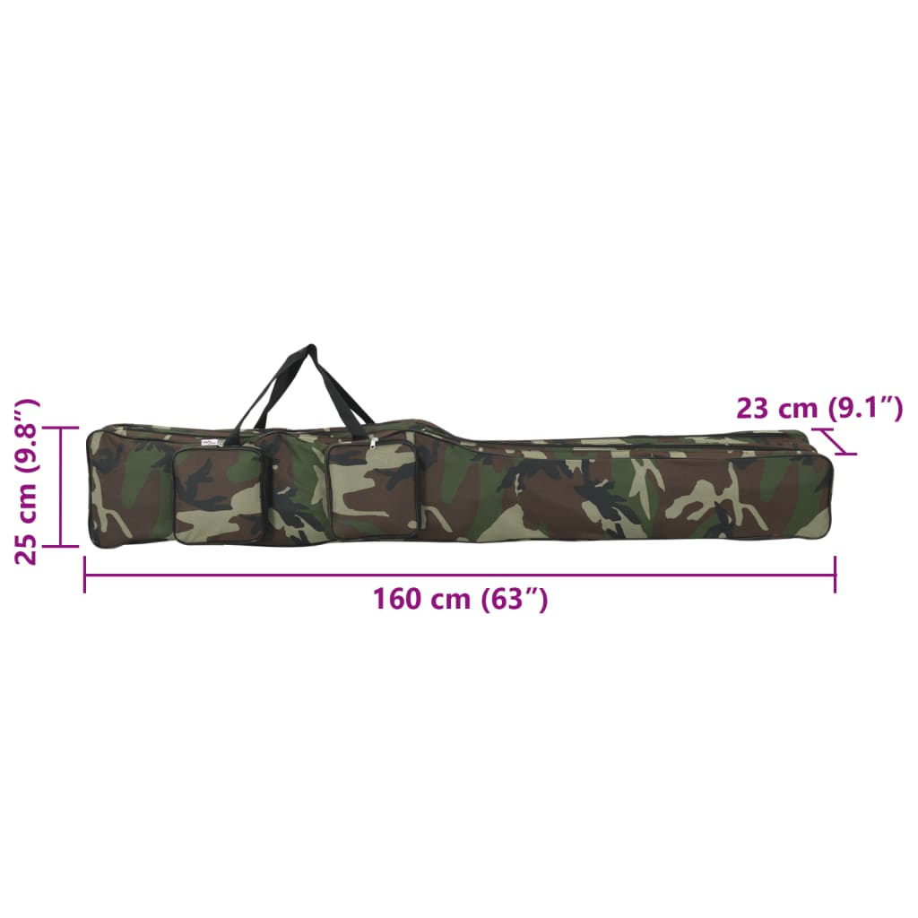 Saco para cana de pesca 160 cm tecido oxford camuflagem verde