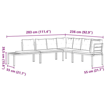 Bancos de jardim com almofadões 4 pcs aço revestido a pó preto