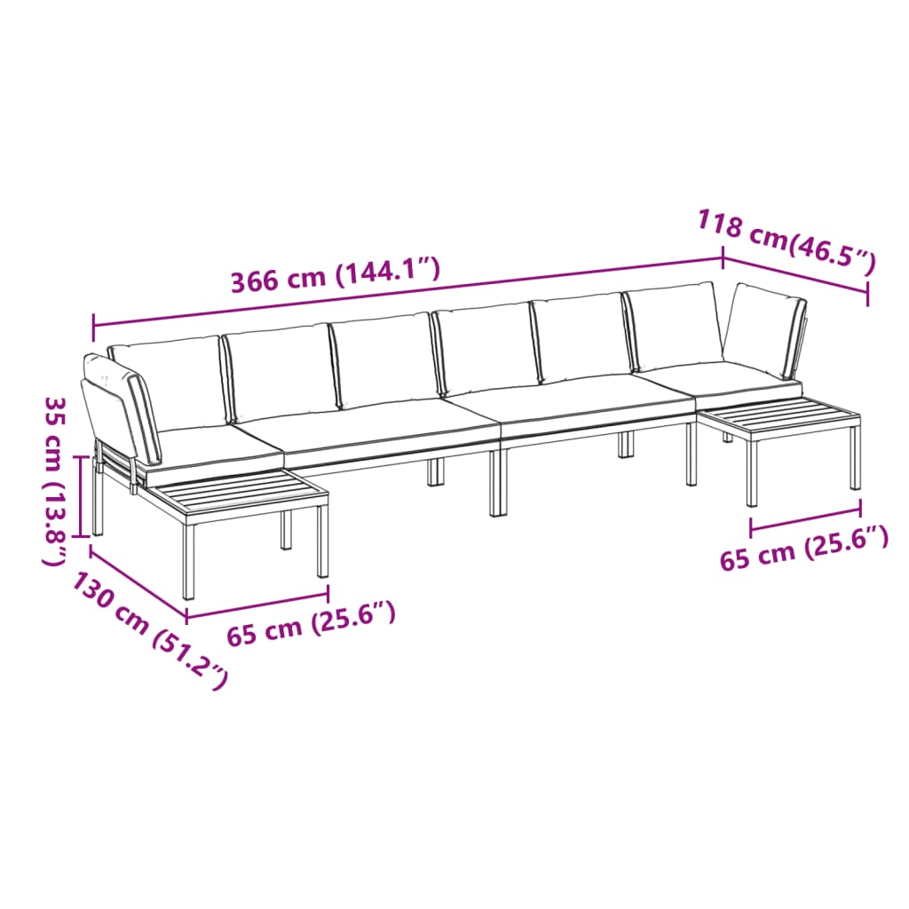 4 pcs conjunto de sofás p/ jardim c/ almofadões alumínio preto