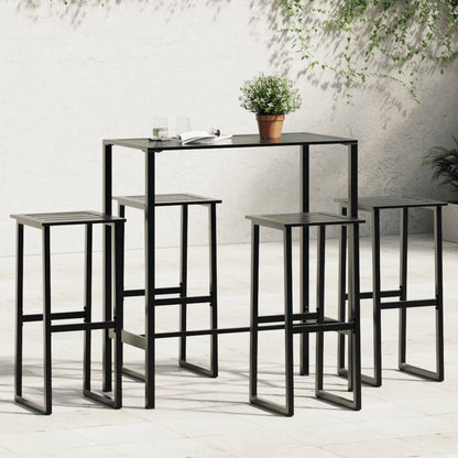 Conjunto de bar para jardim 5 pcs aço revestido a pó preto