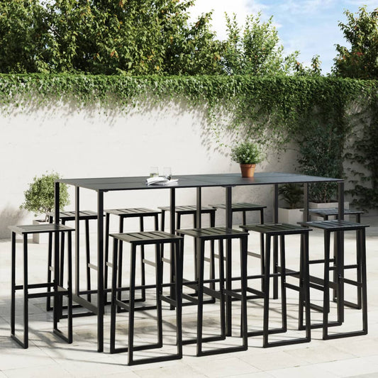 Conjunto de bar para jardim 11 pcs aço revestido a pó preto