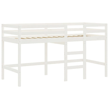 Cama alta criança c/ cortina 90x190cm pinho maciço branco/preto