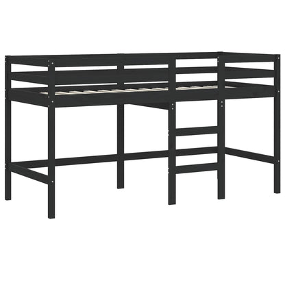 Cama alta criança c/ túnel 90x190 cm pinho maciço branco/preto