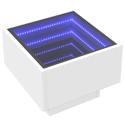 Mesa de cabeceira com luzes LED Infinity 40x40x30 cm branco