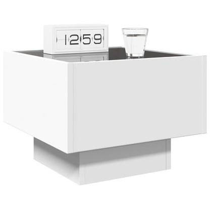 Mesa de cabeceira com luzes LED Infinity 40x40x30 cm branco