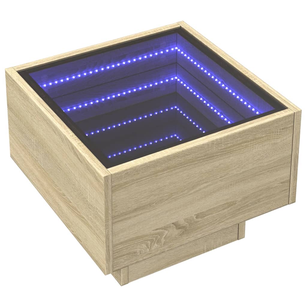 Mesa de cabeceira c/ LED Infinity 40x40x30 cm carvalho sonoma