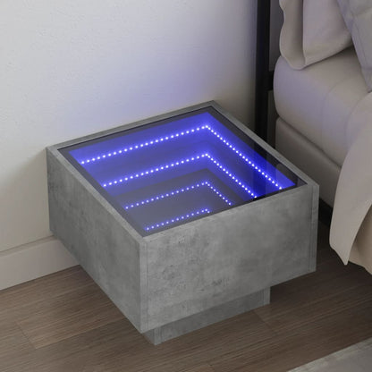 Mesa de cabeceira c/ LED Infinity 40x40x30 cm cinzento cimento