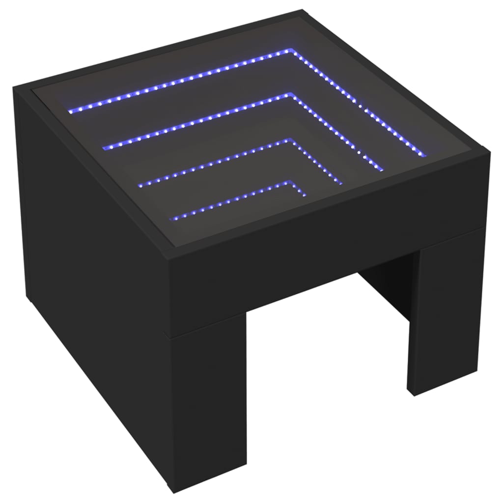 Mesa de cabeceira com luzes LED Infinity 40x40x30 cm preto