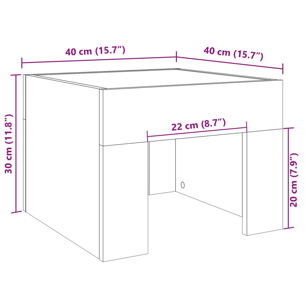 Mesa de cabeceira c/ LED Infinity 40x40x30 cm carvalho sonoma