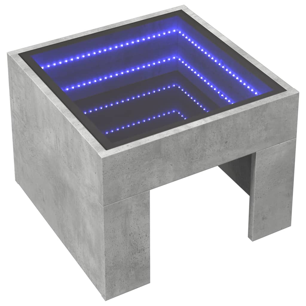 Mesa de cabeceira c/ LED Infinity 40x40x30 cm cinzento cimento