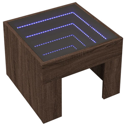 Mesa de cabeceira c/ LED Infinity 40x40x30 cm carvalho castanho