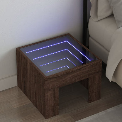 Mesa de cabeceira c/ LED Infinity 40x40x30 cm carvalho castanho