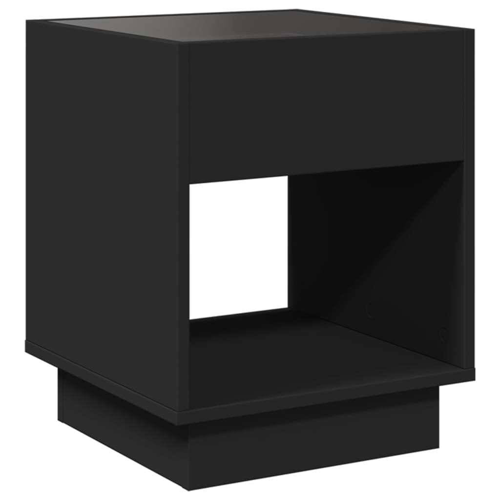 Mesa de cabeceira com luzes LED Infinity 40x40x50 cm preto