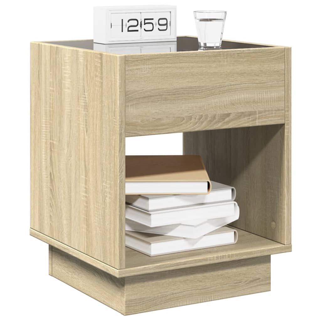 Mesa de cabeceira c/ LED Infinity 40x40x50 cm carvalho sonoma