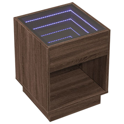 Mesa de cabeceira c/ LED Infinity 40x40x50 cm carvalho castanho