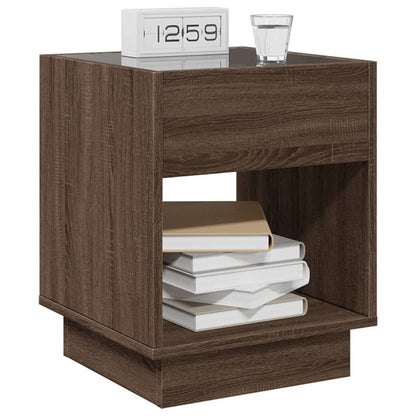 Mesa de cabeceira c/ LED Infinity 40x40x50 cm carvalho castanho