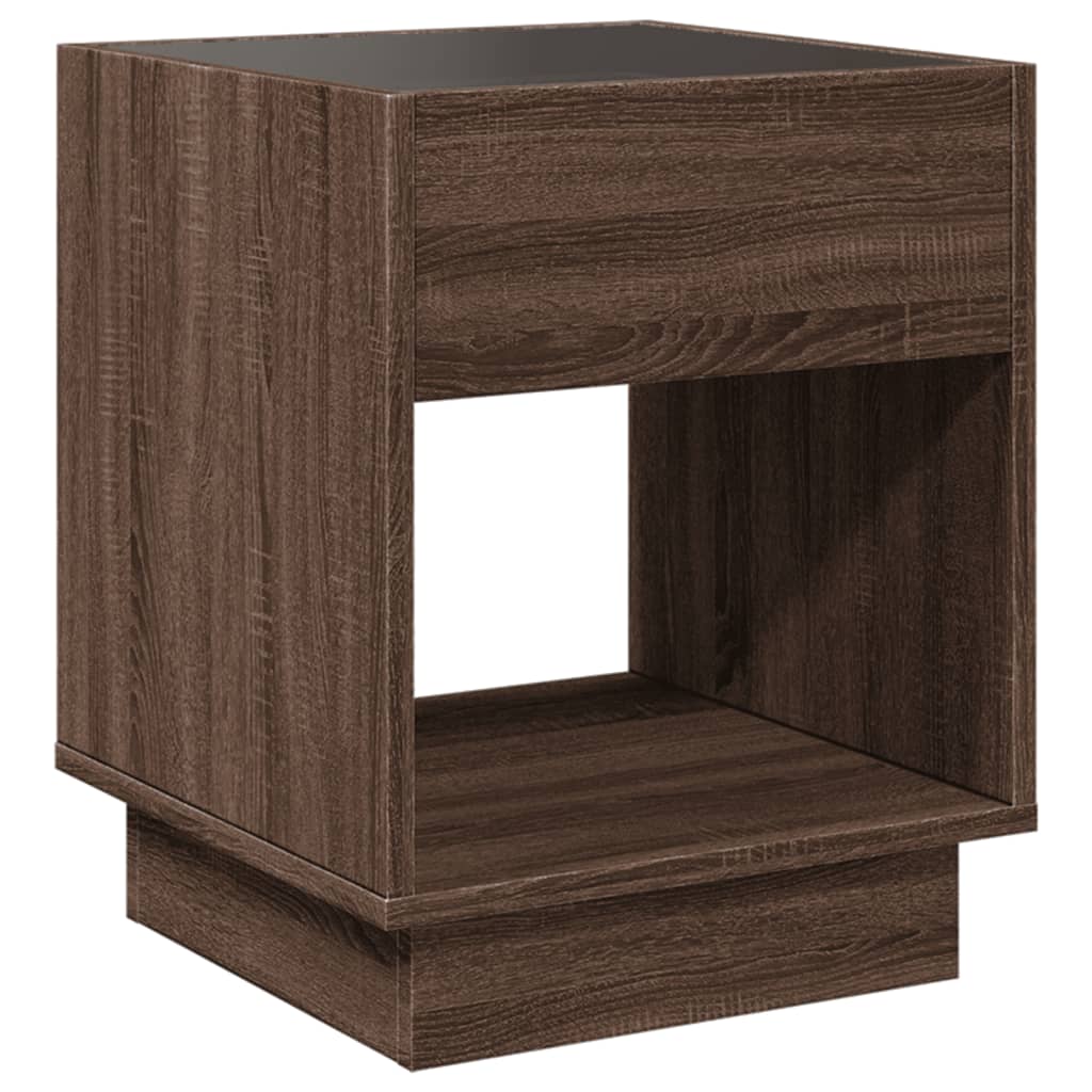 Mesa de cabeceira c/ LED Infinity 40x40x50 cm carvalho castanho