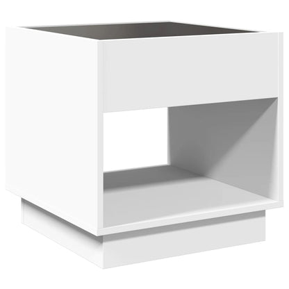 Mesa de cabeceira com luzes LED Infinity 50x50x50 cm branco