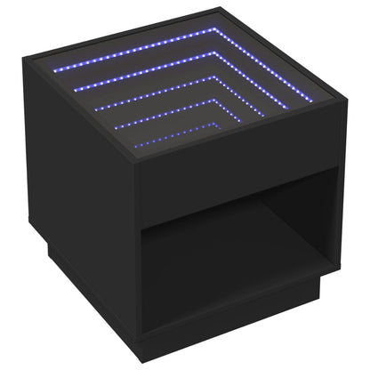 Mesa de cabeceira com luzes LED Infinity 50x50x50 cm preto