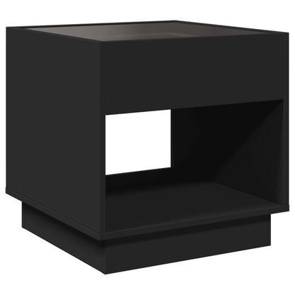 Mesa de cabeceira com luzes LED Infinity 50x50x50 cm preto