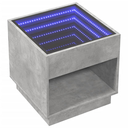 Mesa de cabeceira c/ LED Infinity 50x50x50 cm cinzento cimento