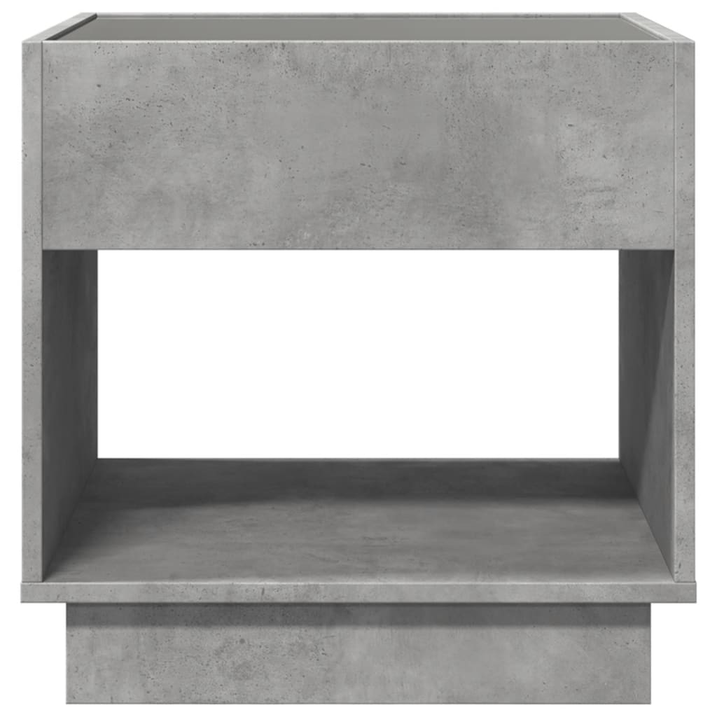 Mesa de cabeceira c/ LED Infinity 50x50x50 cm cinzento cimento