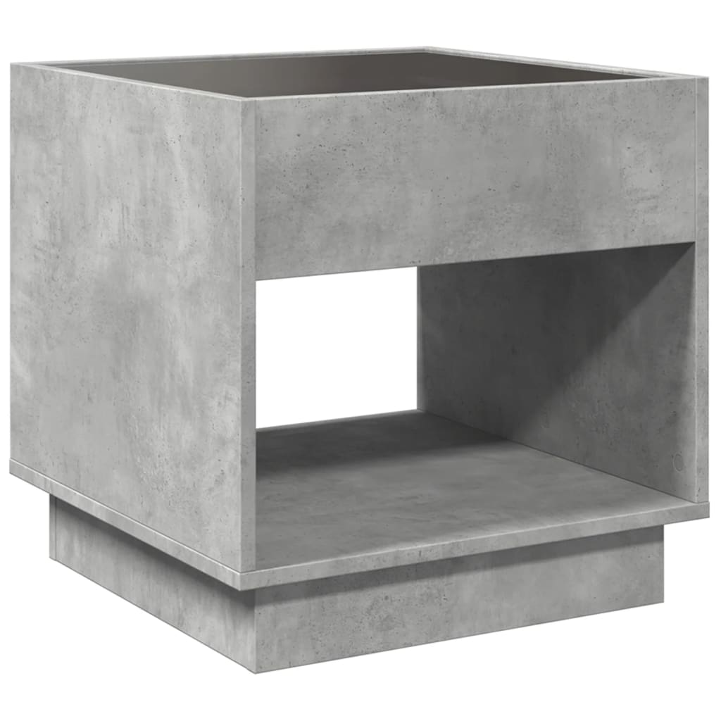 Mesa de cabeceira c/ LED Infinity 50x50x50 cm cinzento cimento