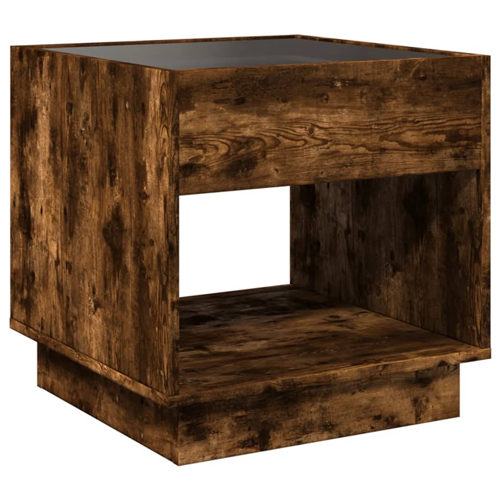 Mesa de cabeceira c/ LED Infinity 50x50x50 cm carvalho fumado