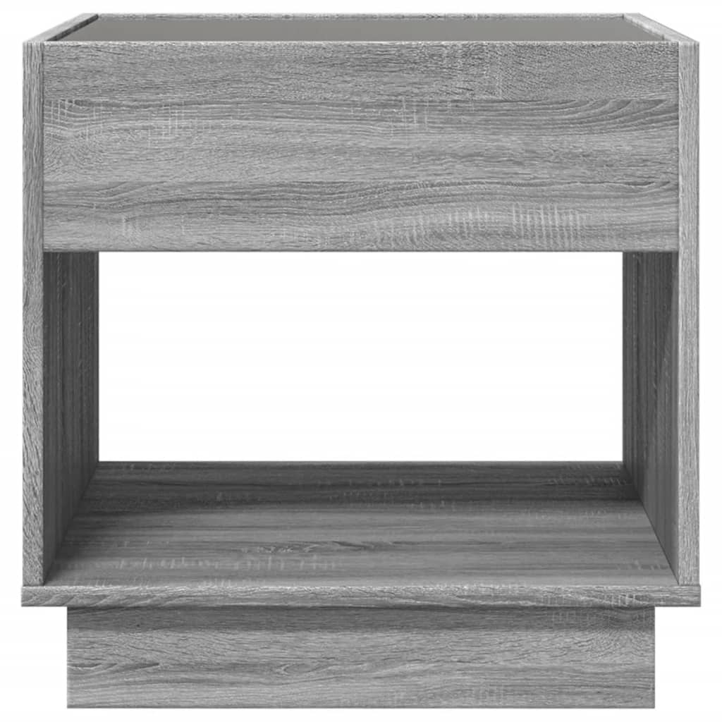 Mesa de cabeceira c/ LED Infinity 50x50x50 cm cinzento sonoma