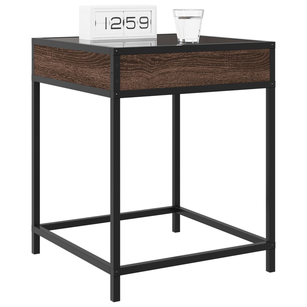 Mesa de cabeceira c/ LED Infinity 40x40x51 cm carvalho castanho