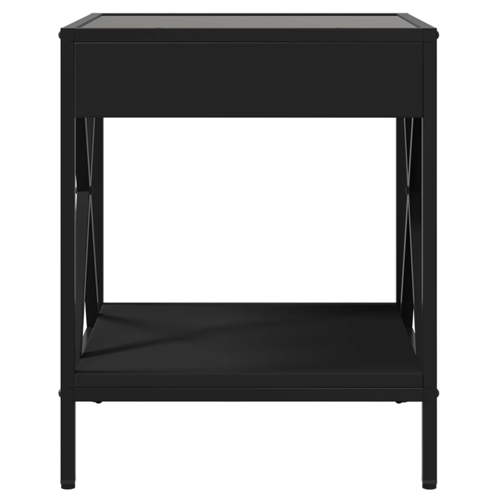 Mesa de cabeceira com luzes LED Infinity 40x40x49 cm preto