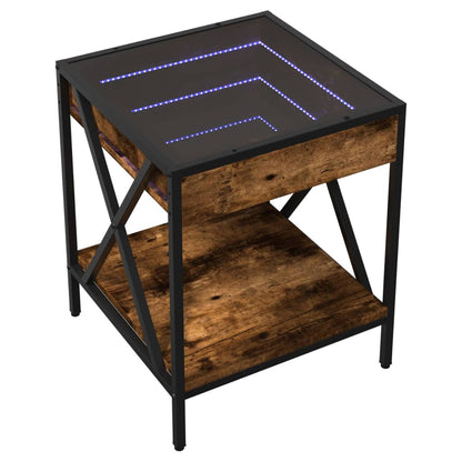 Mesa de cabeceira c/ LED Infinity 40x40x49 cm carvalho fumado