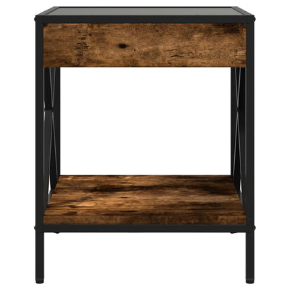 Mesa de cabeceira c/ LED Infinity 40x40x49 cm carvalho fumado