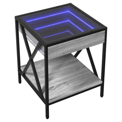 Mesa de cabeceira c/ LED Infinity 40x40x49 cm cinzento sonoma