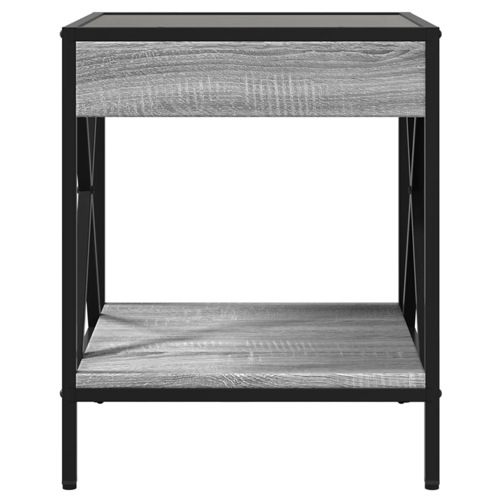 Mesa de cabeceira c/ LED Infinity 40x40x49 cm cinzento sonoma