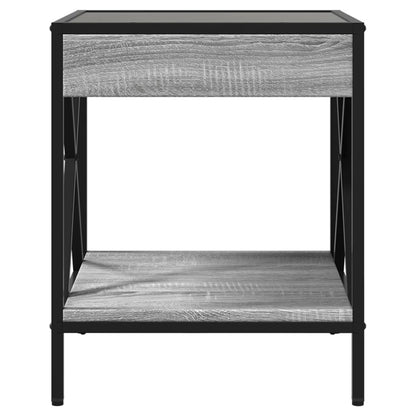 Mesa de cabeceira c/ LED Infinity 40x40x49 cm cinzento sonoma