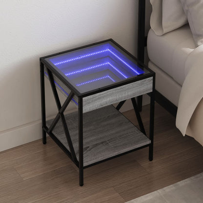 Mesa de cabeceira c/ LED Infinity 40x40x49 cm cinzento sonoma