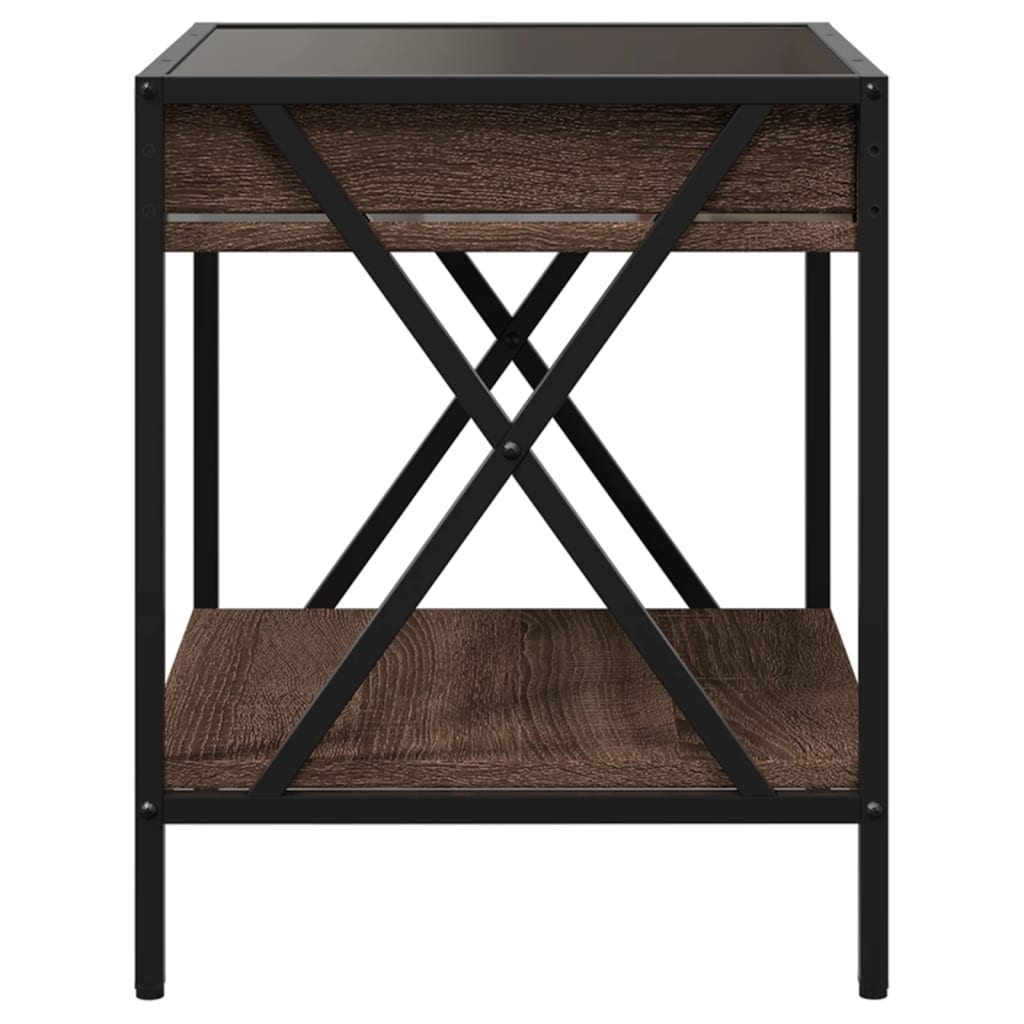 Mesa de cabeceira c/ LED Infinity 40x40x49 cm carvalho castanho