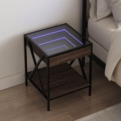 Mesa de cabeceira c/ LED Infinity 40x40x49 cm carvalho castanho