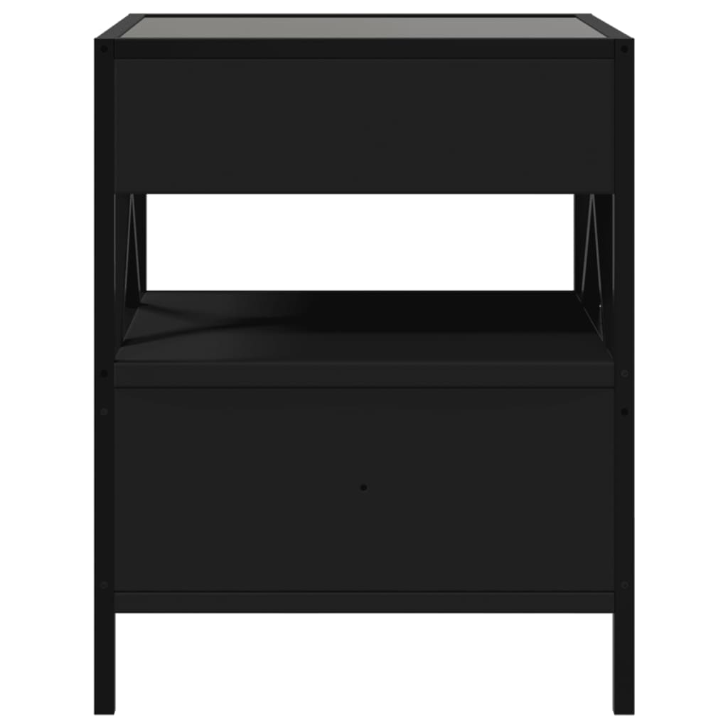 Mesa de cabeceira com luzes LED Infinity 40x40x51 cm preto